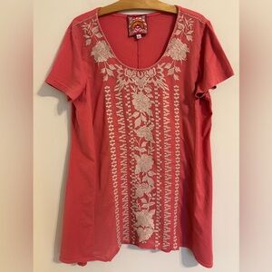 Johnny Was Letty Heavily Embroidered Tunic Tee